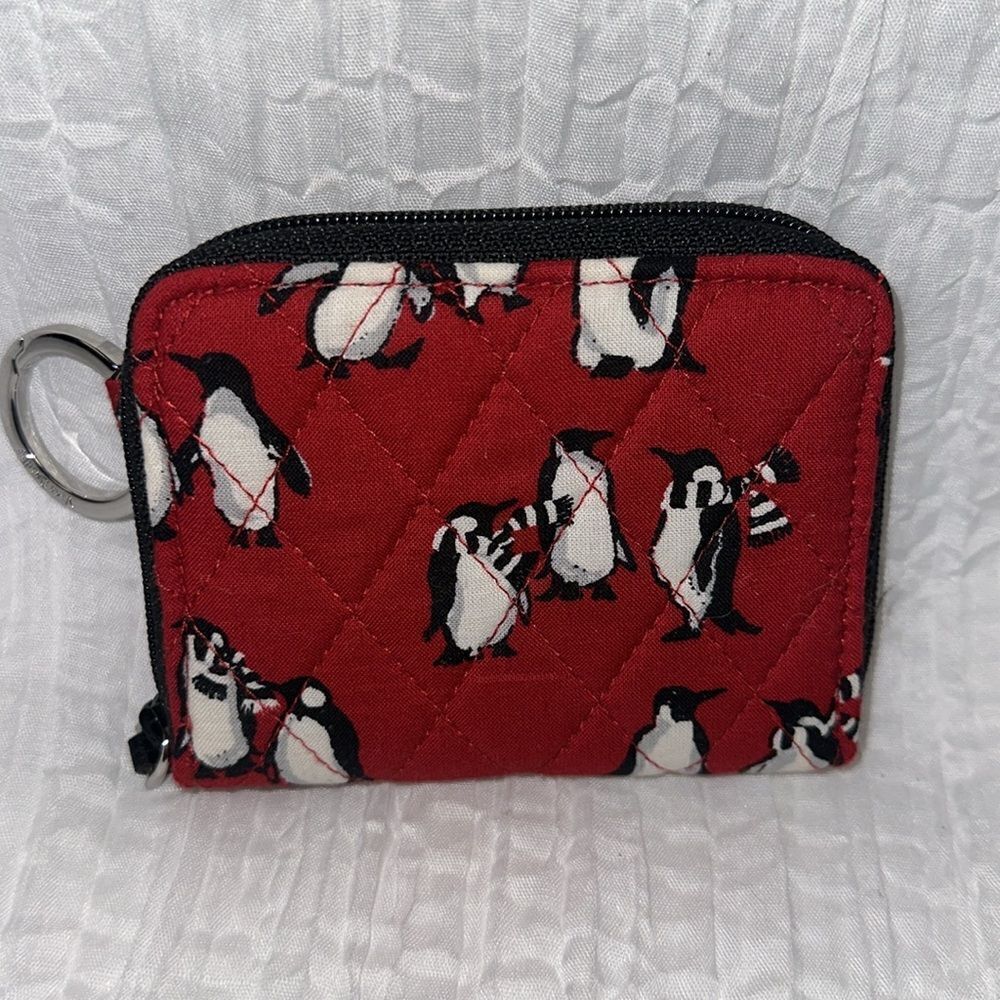 Vera Bradley Red Black White Gray Playful Penguins Wristlet & Small Wallet Set - Picture 12 of 16